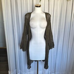 Olive Green Open Knit Oversized Cardigan